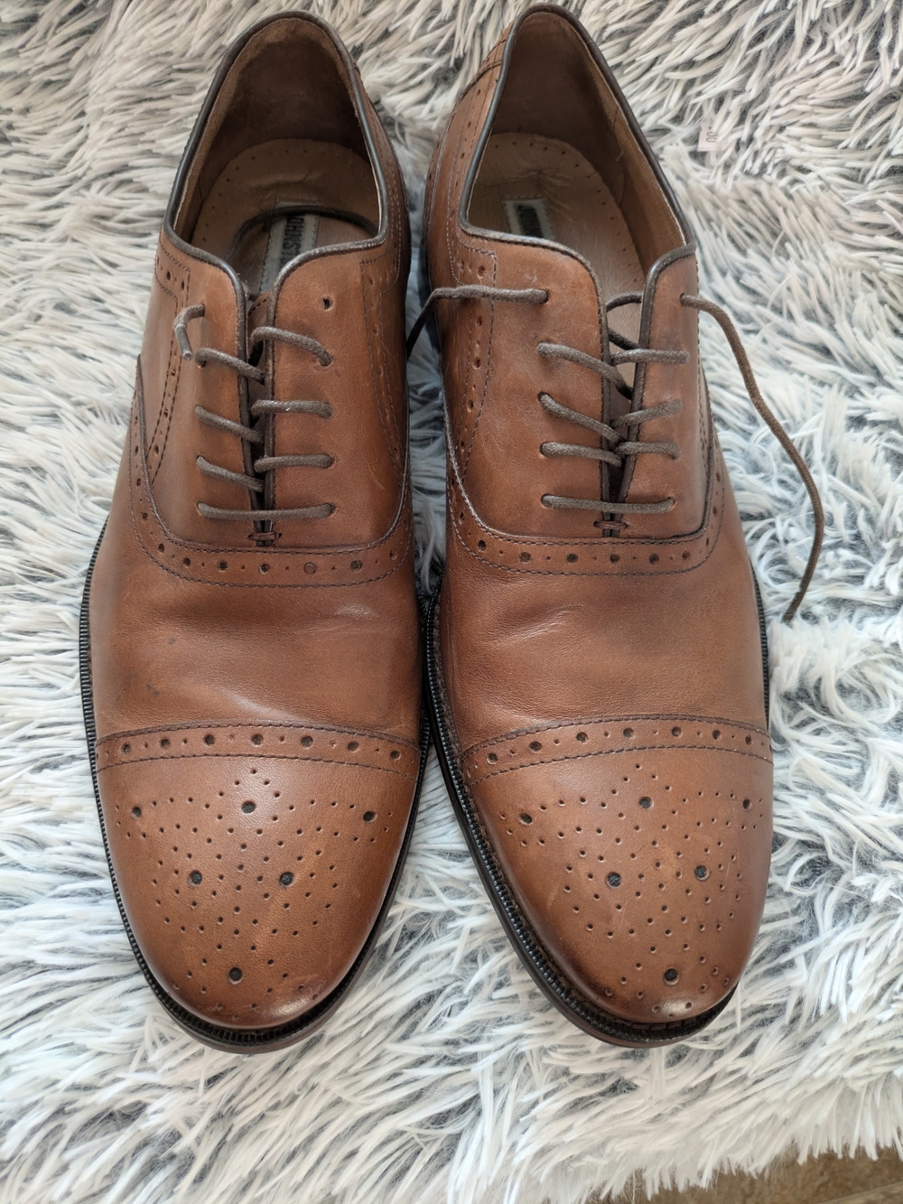 Johnston & Murphy Brown Leather Cap-Toe Brogue Oxfords